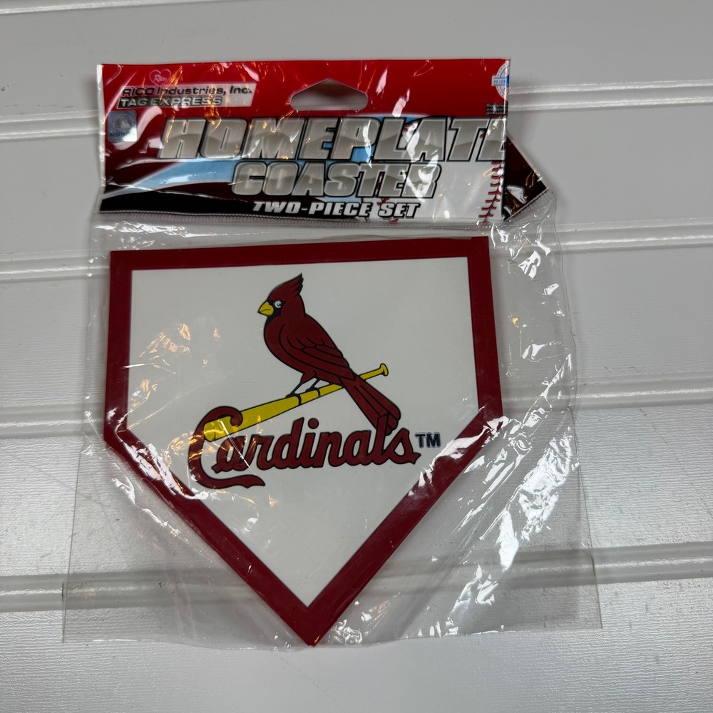 St Louis Cardinals MLB Homeplate Coaster 2 Piece Set Rico Industries New